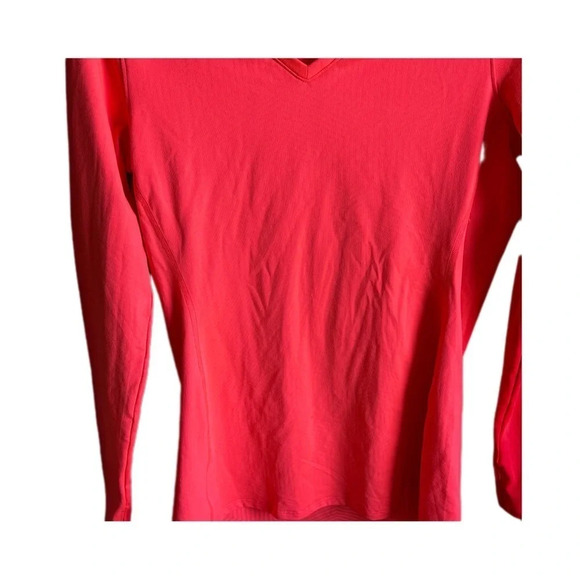 Under Armour Cold Gear Large Neon Pink Long‎ Sleeve V Neck Shirt​ - Picture 5 of 6